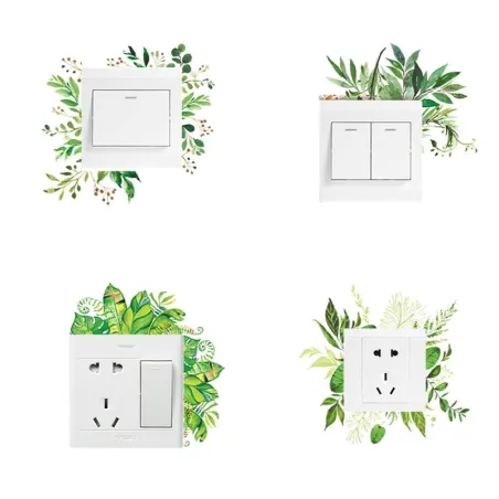 Groene bladeren - vierkante muursticker - decoratie lichtschakelaarMuurstickers