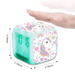 Cube shaped clock with unicorn - digital - LED - color changingClocks