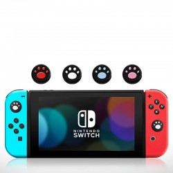 Nintendo Switch controller siliconen hoesje - 6 in 1 - met thumb stick cover - kattenklauw printSwitch