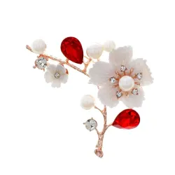 Bloem / parel / schelp / vogel - kristallen brocheBroches