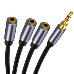 Audiosplitter - AUX-kabel - 3 vrouwelijk naar 1 mannelijk - 3,5 mm jack - iPhone / Samsung / MP3-spelerSplitters