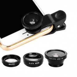 3-in-1-Kameraobjektiv-Kit - Fischauge / Makro / Weitwinkel - mit Clip - für Smartphones