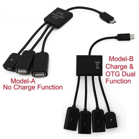 4 in 1 - Micro 2.0 USB-Ladekabel - Host - Hub - OTG - 4-Port-Splitter