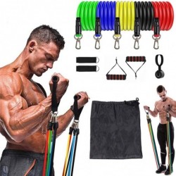 Elastische weerstandsbanden - elastiekjes - met handvatten - voor fitness / oefening - 11 stuksEquipment