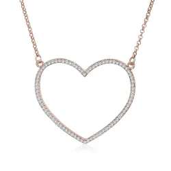 Hartvormige hanger met collier - met kristallen - roségoudHalskettingen