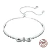 Elegante kristallen armband met strik - verstelbaar - 925 sterling zilverArmbanden
