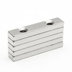 N35 - Neodym-Magnet - rechteckig - mit doppelten 5mm Löchern - 50 * 10 * 5mm - 3 Stück