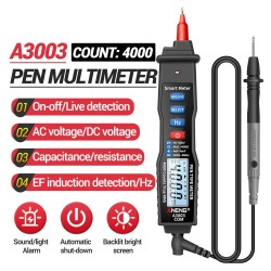 A3003 - Digitalmultimeter - Stiftmessgerät - 4000 Zählimpulse - Berührungsloser AC / DC / Hz / Spannungswiderstandsprüfer - LCD