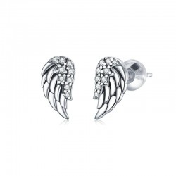 Engelenvleugels met kristallen - 925 sterling zilveren oorbellenOorbellen