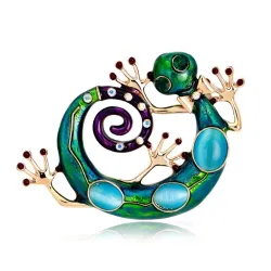 Grote blauw geëmailleerde gekko - kristallen brocheBroches