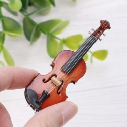Mini houten viool - muziekinstrument - miniatuur decoratie - met standaard / kofferDecoratie