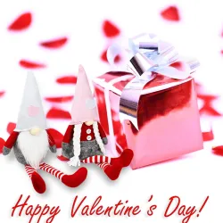 Valentijnsdag kabouter met lange benen - pluche pop - 2 stuksValentijnsdag