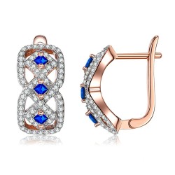 Infinity style earrings - with blue cubic zircon