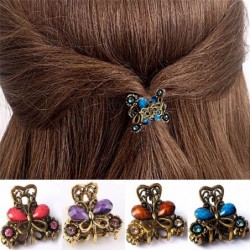 Crab / butterfly shaped retro hair clip - with crystals