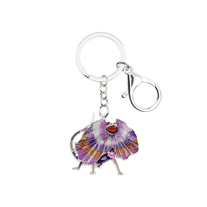 Enamel frilled lizard - metal keychainKeyrings