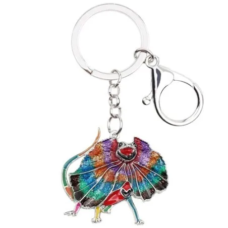 Enamel frilled lizard - metal keychainKeyrings