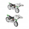 Fashionable cufflinks with green motorcycle