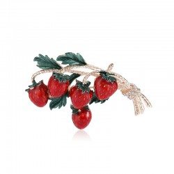 Elegante Brosche mit einem Zweig Erdbeeren
