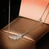 Halsketting met zilveren veer / zirkoon - 925 sterling zilverHalskettingen
