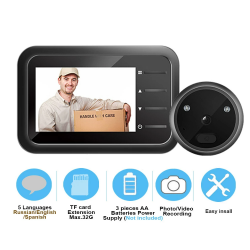 Video deurbelcamera - met kijkgaatje - automatische opname - elektronische ring - nachtzicht - digitaalHuis beveiliging