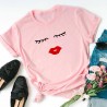 Trendy t-shirt met korte mouwen - wimpers / rode lippenBlouses & overhemden