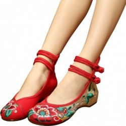 Sandalen in Chinese stijl - canvas schoenen met gesp - geborduurde hibiscusbloemenSandalen