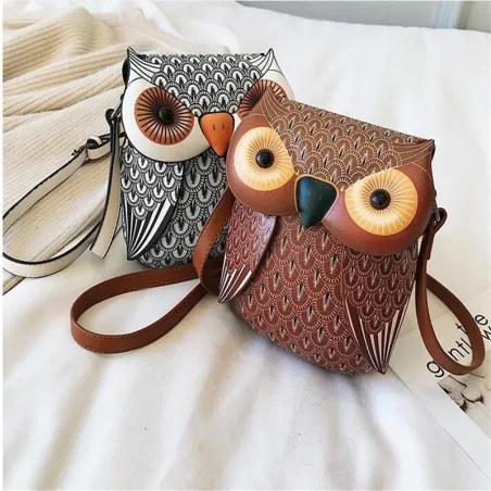 Uilvormige kleine leren tas - crossbody / schouderTassen