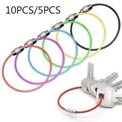 Sleutelhanger van roestvrij staaldraad - rond touw - schroefbare connectorSleutelhangers
