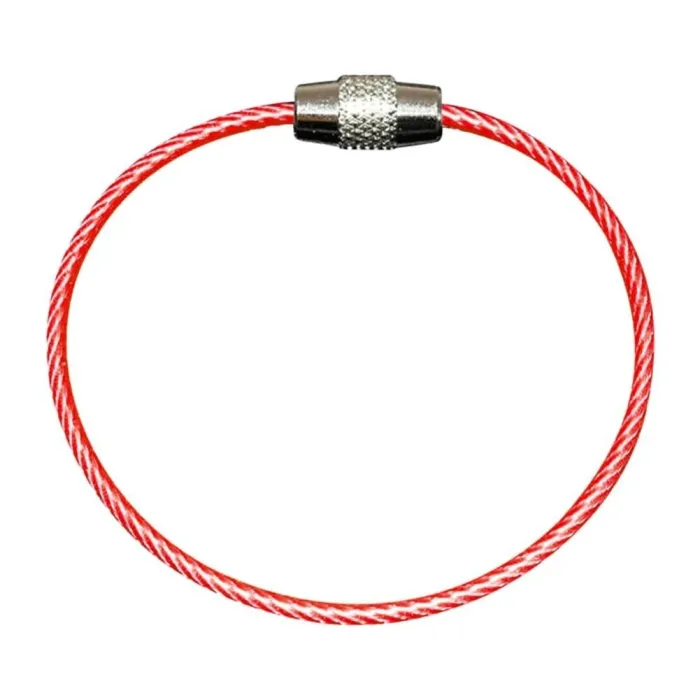 Stainless steel wire keyring - round rope - screwable connectorKeyrings