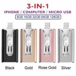 3 in 1 Pendrive - USB Flash Drive - 3.0 - OTG - für iPhone / Android / Tablet / PC