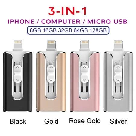 3 in 1 pendrive - USB Flash Drive - 3.0 - OTG - voor iPhone / Android / Tablet / PCUSB geheugen