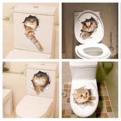 3D Katze - Wand- / Toilettenaufkleber - Vinyl
