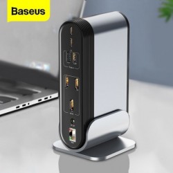 Baseus - USB-C 3.0 / HUB type-C to HDMI - RJ45 VGA SD / TF - power adapter - 17 in 1 docking station for Macbook Pro