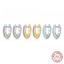 Mini hoop earrings - 925 sterling silver - colourful crystals / turquoiseEarrings