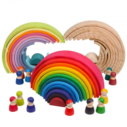 Creatieve bouwstenen - houten educatief speelgoed - regenboog / dozen / figuren van mensen / ballenHouten