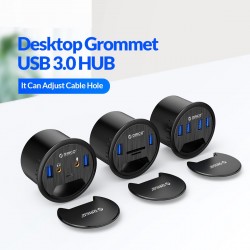 Desktop grommet - USB 3.0 HUB type-C - high speed splitter - with SD / TF / headphone / microphone adapter - for PCHubs