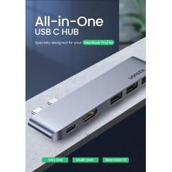 UGREEN - USB C HUB Dual Type-C auf Multi USB 3.0 4K HDMI - Adapter Thunderbolt 3 - für MacBook Pro Air