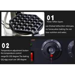 Elektrisch bellenwafelijzer - pan met antiaanbaklaag - 110V / 220VBakvormen