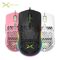Delux M700A - bedrade gamingmuis - RGB - 7200DPI - lichtgewicht - ergonomisch - honingraatschaalMuizen
