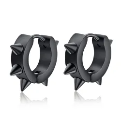 Hip Hop style kleine ronde oorbellen - met klinknagels - zwart/zilver - unisexOorbellen