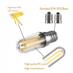 Mini LED lamp - dimbaar - COB - E12 / E14 - 1W / 2W / 4W - voor koelkast / vriezerE14