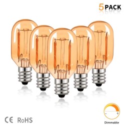 Vintage LED-Lampe - Edison-Röhre - T22 - 2200K - E12 / E14 - 1W - dimmbar - Braunglas - 5 Stück