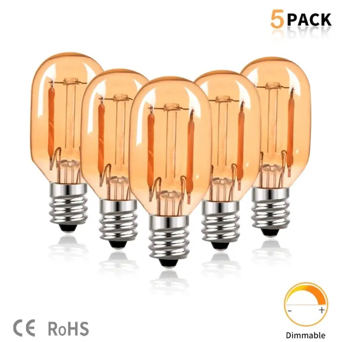 Vintage LED lamp - Edison buis - T22 - 2200K - E12 / E14 - 1W - dimbaar - amber glas - 5 stuksE14
