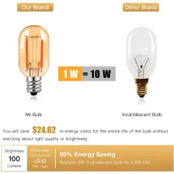 Vintage LED lamp - Edison buis - T22 - 2200K - E12 / E14 - 1W - dimbaar - amber glas - 5 stuksE14
