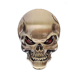 3D schedel - metalen auto / motor sticker - embleemStickers