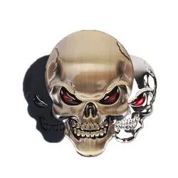 3D schedel - metalen auto / motor sticker - embleemStickers