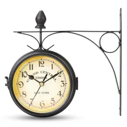 Vintage - retro - dubbelzijdige ronde klok - wandmontageKlokken