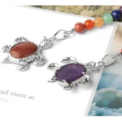 Keychain with turtle - natural stone / colorful beadsKeyrings