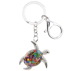 Metalen sleutelhanger met emaille zeeschildpadSleutelhangers