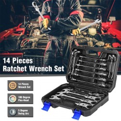Car multi tool - ratchet wrench set - rotatable - 14 piecesWrenches